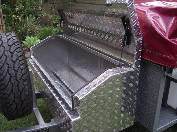 custom made camper trailer accessories like steps, ladders