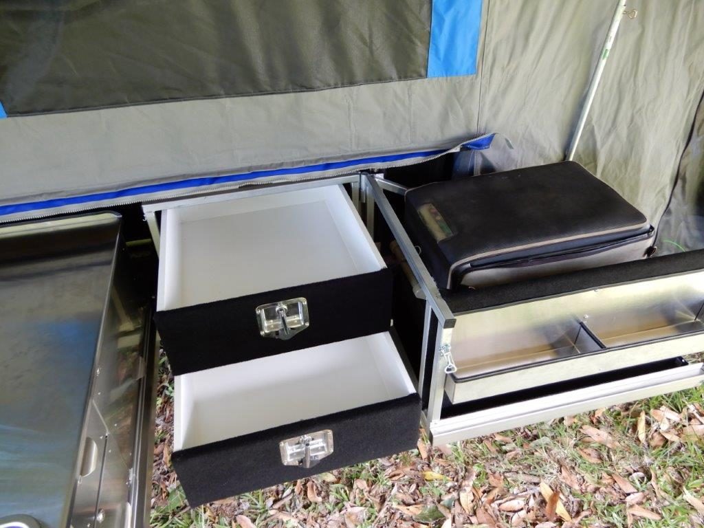 Large pantry drawers + swing-away fridge